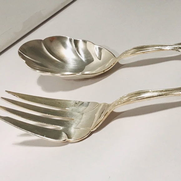 Vintage International Silverplate Casserole Spoon and Fork Set of 2 Serving Set - Picture 2 of 12